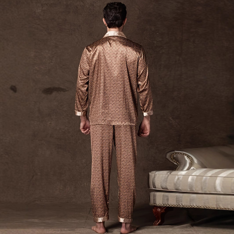 Pánska dvojvrstvová pyžamová súprava s vintage potlačou na jar a jeseň, jednoduchá ležérna módna mládežnícka trendy potlač