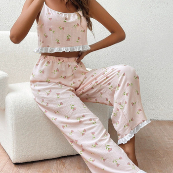 Παντελόνια με βολάν σε διασυνοριακό επίπεδο, ευρωπαϊκά και αμερικανικά, νέες πιτζάμες δύο τεμαχίων.