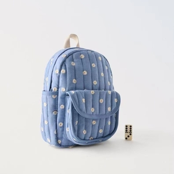 24. kevadine uus ühevärviline lastekott, laste karikakardega tikitud seljakott, koolikott