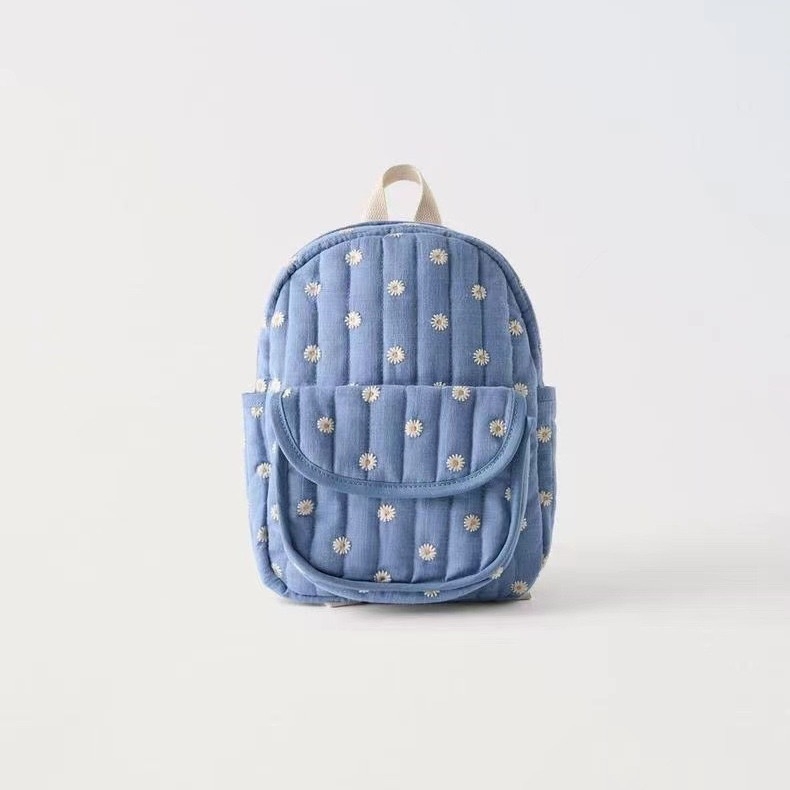 24. kevadine uus ühevärviline lastekott, laste karikakardega tikitud seljakott, koolikott