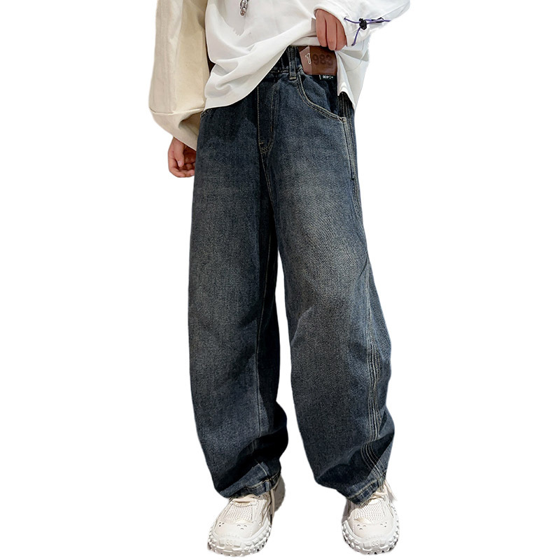 Момчешки панталони Пролет и есен 2025 Нови големи детски пролетни прави дънки Модерни красиви модни пролетни панталони