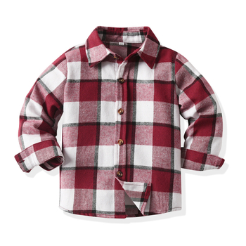 Chlapčenské kockované tričko s dlhým rukávom pre malé a stredné deti, letný kardigan s pokladom, európske a americké šaty, top s pekným vzhľadom