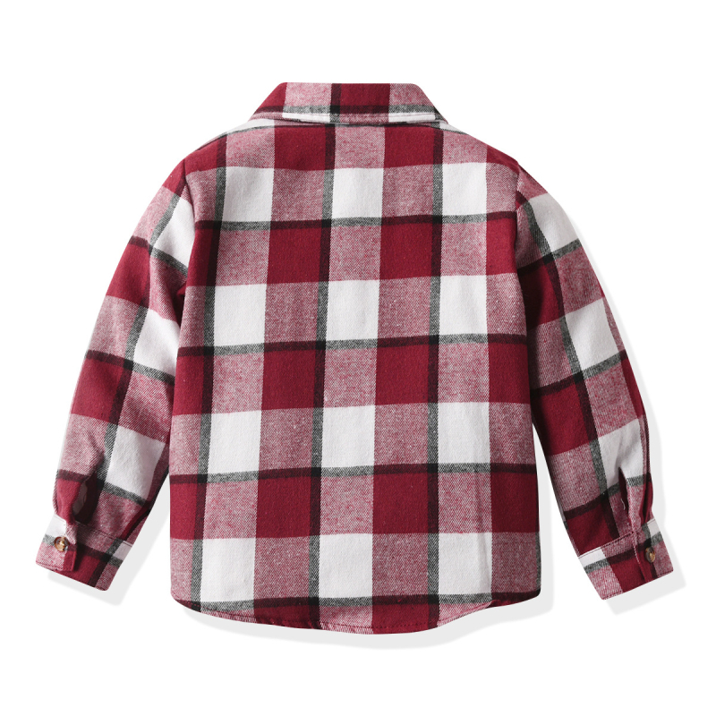 Chlapčenské kockované tričko s dlhým rukávom pre malé a stredné deti, letný kardigan s pokladom, európske a americké šaty, top s pekným vzhľadom