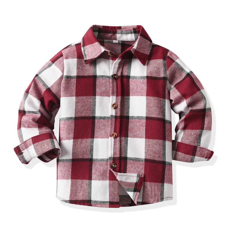 Chlapčenské kockované tričko s dlhým rukávom pre malé a stredné deti, letný kardigan s pokladom, európske a americké šaty, top s pekným vzhľadom