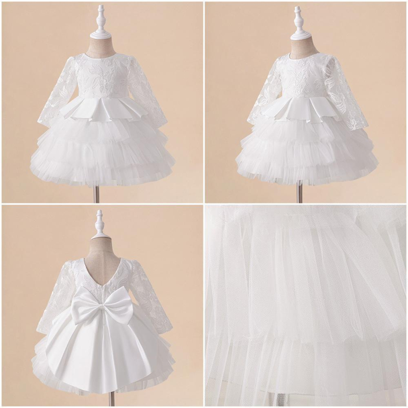 Vaikiška princesės suknelė gimtadienio vakarėlio suknelė torto pončo vestuvinė suknelė mergaitėms ilgomis rankovėmis suknelė kūdikiams suknelė