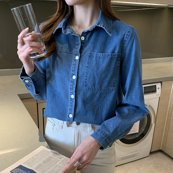 Dámska rifľová košeľa Design Sense, voľná, retro, hongkonská, univerzálna košeľa, veľkoobchod