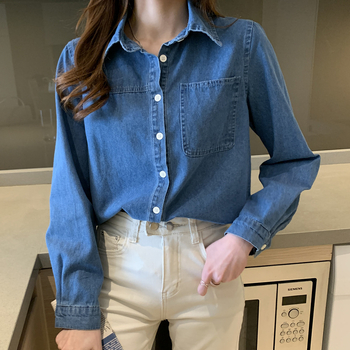 Dámska rifľová košeľa Design Sense, voľná, retro, hongkonská, univerzálna košeľa, veľkoobchod