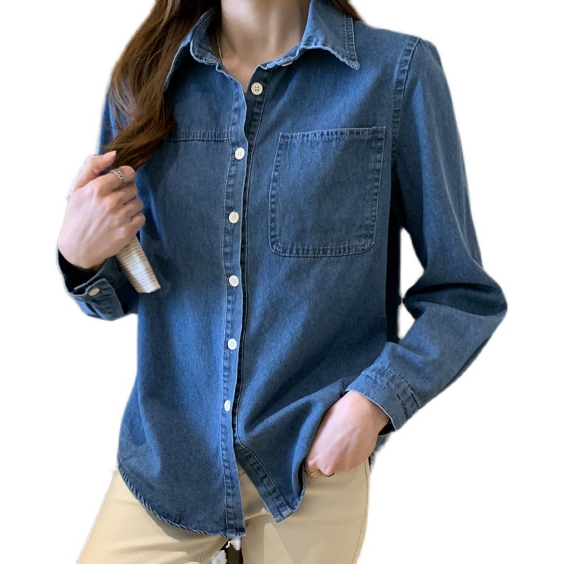 Dámska rifľová košeľa Design Sense, voľná, retro, hongkonská, univerzálna košeľa, veľkoobchod