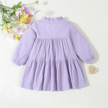 Ευρωπαϊκό και αμερικανικό φόρεμα ζακάρ κρεπ μονόχρωμο για κορίτσια του 2024, παιδικό φόρεμα εξωτερικού εμπορίου