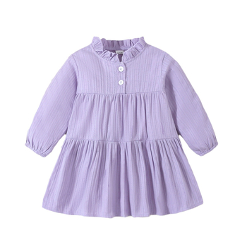 Ευρωπαϊκό και αμερικανικό φόρεμα ζακάρ κρεπ μονόχρωμο για κορίτσια του 2024, παιδικό φόρεμα εξωτερικού εμπορίου