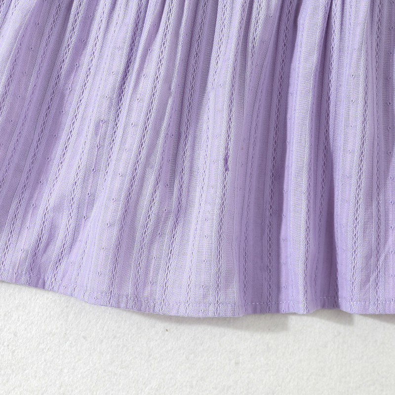 2024 Európske a americké dievčenské jednofarebné krepové žakárové šité šaty, detské oblečenie pre zahraničný obchod