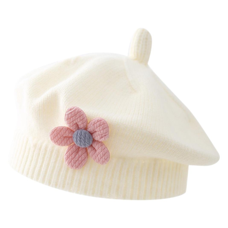 Beebimüts sügiseks ja talveks Naiste armas lilleline barett, laste villamüts, tüdrukute kootud maalija müts, trendikas
