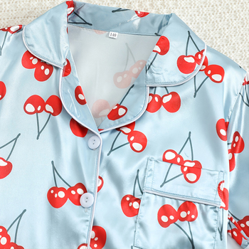 Laste siidist pidžaamad suvine õhuke multifilm kirsi värvi tüdrukute kodukostüüm lahe jää siidist konditsioneeriga piiriülene ülikond