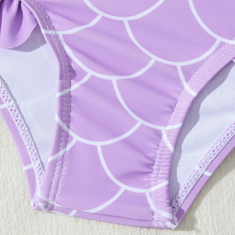 Detské plavky pre dievčatá s dlhým rukávom, trojdielne plavky s rozparkom pre veľké, malé a stredné deti, kreslené plavky pre bábätká