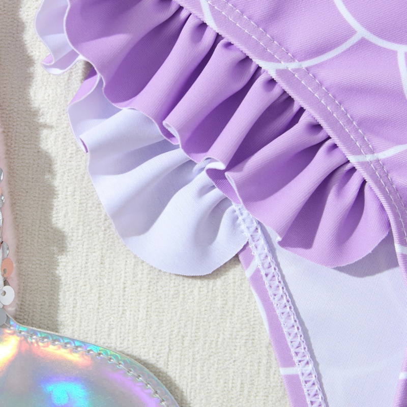 Detské plavky pre dievčatá s dlhým rukávom, trojdielne plavky s rozparkom pre veľké, malé a stredné deti, kreslené plavky pre bábätká