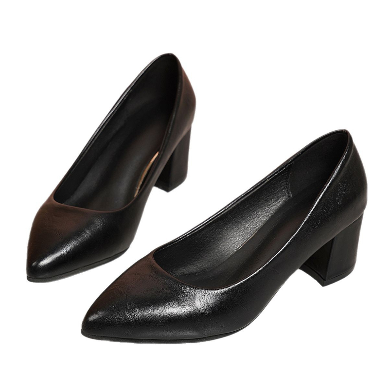 2025 Nové dámske topánky Špicaté profesionálne vysoké podpätky Plytké pracovné topánky Dámske topánky na hrubom podpätku s vysokým podpätkom Dámske vlasy