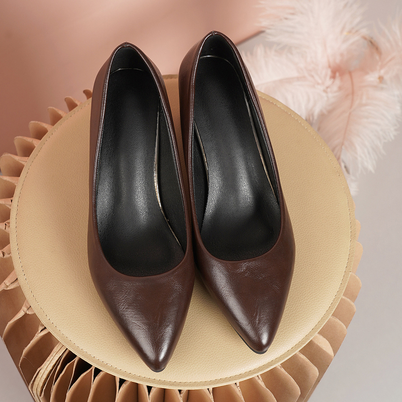 2025 Nové dámske topánky Špicaté profesionálne vysoké podpätky Plytké pracovné topánky Dámske topánky na hrubom podpätku s vysokým podpätkom Dámske vlasy