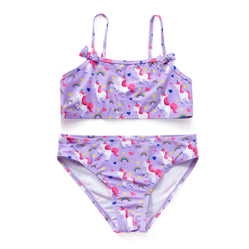 Väliskaubanduse uus laste kaheosaline vikerkaarevärvilise ükssarvikuga tüdrukute ujumistrikoo