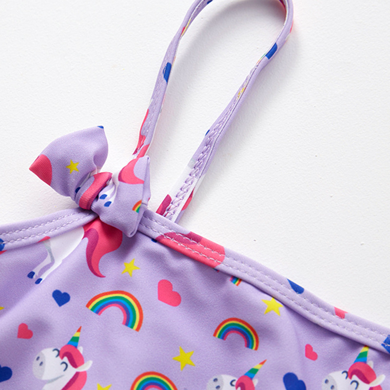 Väliskaubanduse uus laste kaheosaline vikerkaarevärvilise ükssarvikuga tüdrukute ujumistrikoo