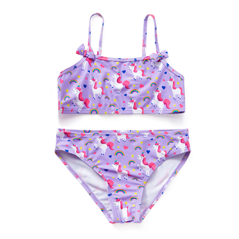 Väliskaubanduse uus laste kaheosaline vikerkaarevärvilise ükssarvikuga tüdrukute ujumistrikoo