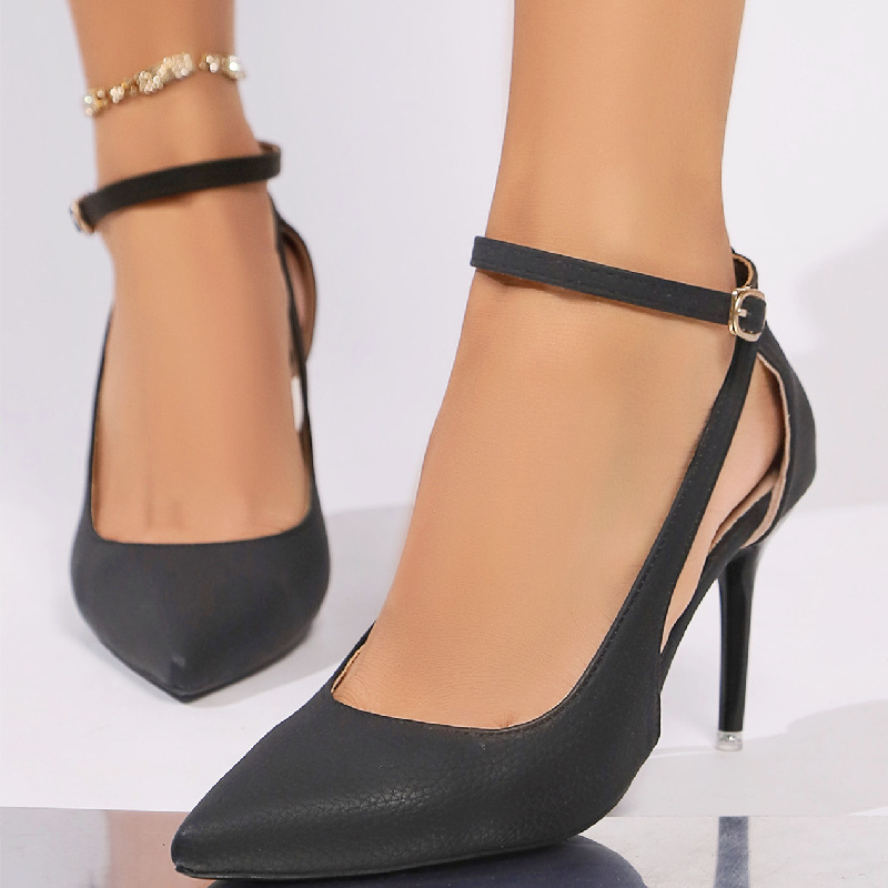 Dámske topánky na vysokých podpätkoch s dutou špičkou v kórejskom štýle, leto 2022, nový príchod, plytký ihličkovým podpätkom s prackou, módne jednovrstvové topánky pre ženy vo veľkých veľkostiach