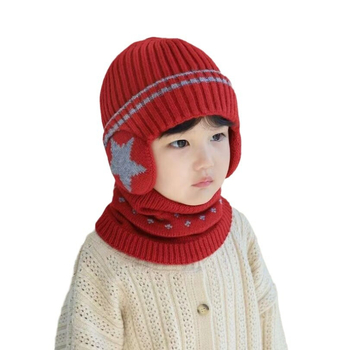 Jesenná a zimná detská čiapka, vonkajšia cestovná, chladuvzdorná teplá pletená čiapka s flísovou podšívkou, zahustená vlnená ochrana sluchu