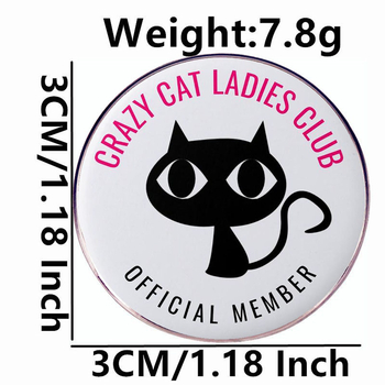 Crazy Love Cat Lady Club brošňa s kreslenou mačkou, odznak s kovovou zliatinou, odznak, príslušenstvo
