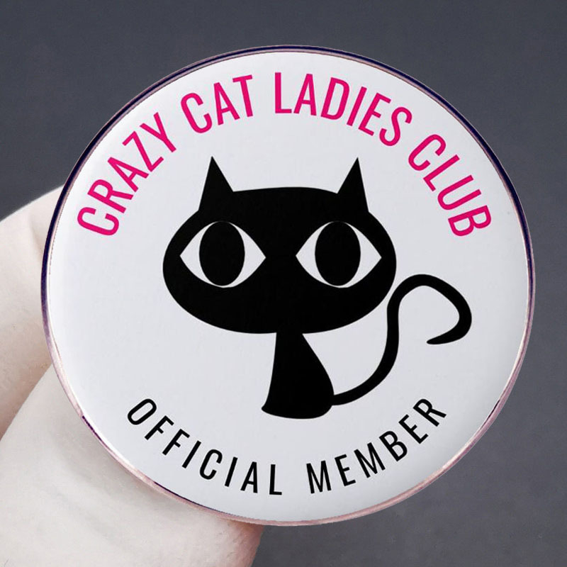 Crazy Love Cat Lady Club brošňa s kreslenou mačkou, odznak s kovovou zliatinou, odznak, príslušenstvo