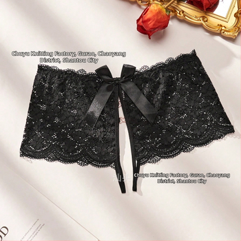 Ευρωπαϊκό και αμερικανικό στυλ σέξι εσώρουχο με ανοιχτή δαντέλα, γυναικείο σλιπ με ανοιχτό κούφιο τελείωμα μπροστά και πίσω, με μεταλλικό αναπνεύσιμο ύφασμα