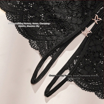 Ευρωπαϊκό και αμερικανικό στυλ σέξι εσώρουχο με ανοιχτή δαντέλα, γυναικείο σλιπ με ανοιχτό κούφιο τελείωμα μπροστά και πίσω, με μεταλλικό αναπνεύσιμο ύφασμα