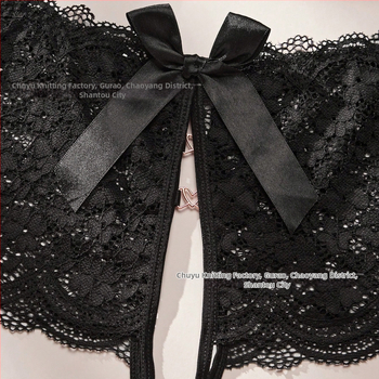 Ευρωπαϊκό και αμερικανικό στυλ σέξι εσώρουχο με ανοιχτή δαντέλα, γυναικείο σλιπ με ανοιχτό κούφιο τελείωμα μπροστά και πίσω, με μεταλλικό αναπνεύσιμο ύφασμα