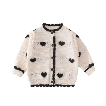 Proljeće i jesen 2025. Novi stil djevojčica, elegantni pulover, dječji elegantni pleteni kardigan u korejskom stilu s uzorkom srca