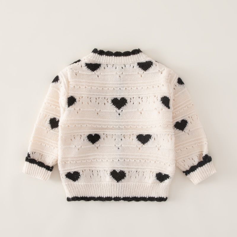 Proljeće i jesen 2025. Novi stil djevojčica, elegantni pulover, dječji elegantni pleteni kardigan u korejskom stilu s uzorkom srca