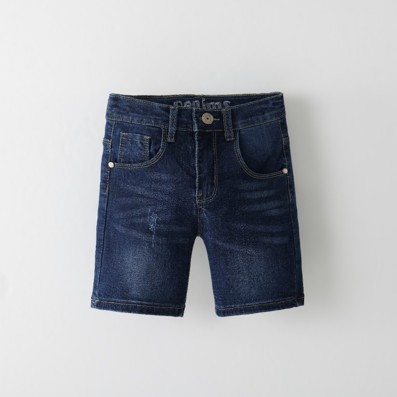 Suvised sinised teksad vabaaja laos Suvised püksid Euroopa ja Ameerika digitaalse kolmemõõtmelise tikandiga ühevärvilised poiste teksapüksid