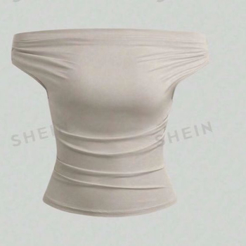 Európsky a americký cezhraničný zahraničný obchod Veľkoobchod Jednofarebné tričko s krátkym rukávom s odhalenými ramenami Slim Fit pre ženy