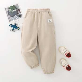 Sügise ja talve poiste velvetist eliitvöökohased laste Euroopa ja Ameerika aprikoosivärvi püksid, laste vabaajapüksid