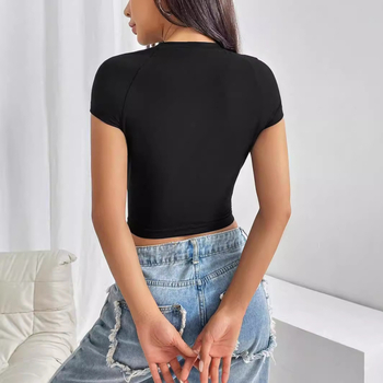 Letné jednoduché tričko s potlačou malého škrečka, ležérne tričko s krátkym rukávom pre ženy