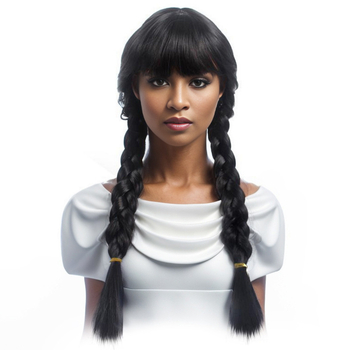Ευρώπη και Αμερική Διασυνοριακό Εξωτερικό Εμπόριο Qi Liu Long Black Hair Wednesday Double Ponytail Ramie Wig Cosplay Anime Wig