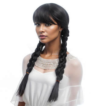 Ευρώπη και Αμερική Διασυνοριακό Εξωτερικό Εμπόριο Qi Liu Long Black Hair Wednesday Double Ponytail Ramie Wig Cosplay Anime Wig