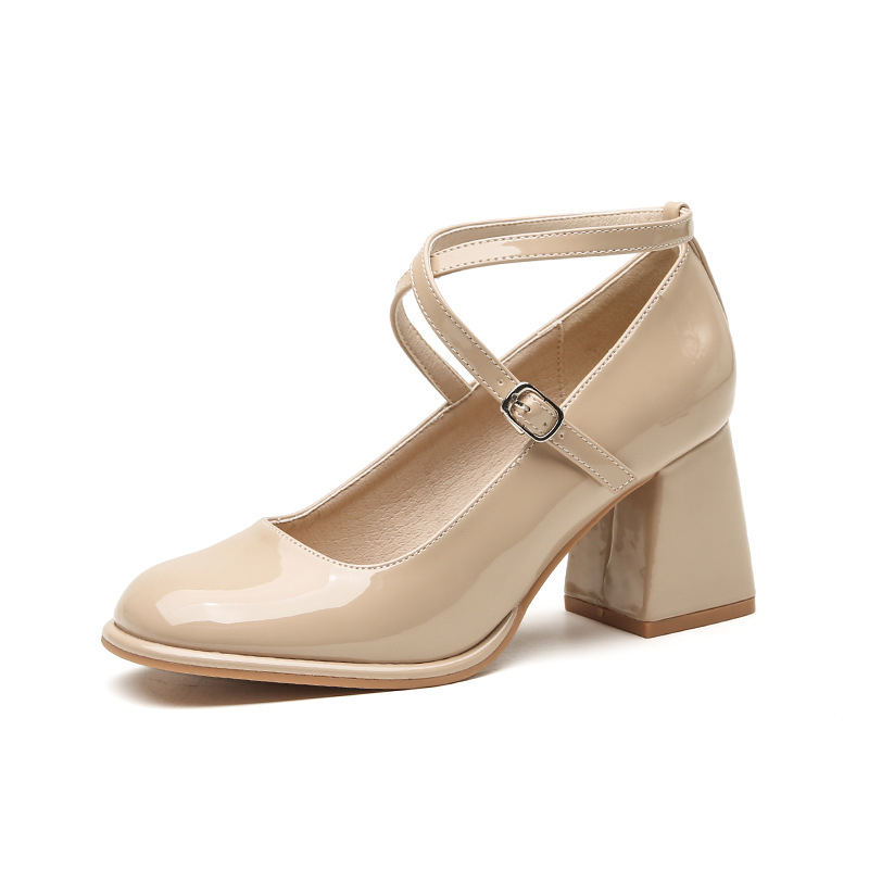 Jin Gang MY7015 Dámske topánky Mary Jane na hrubom podpätku, nové jarné a jesenné lodičky Mary Jane, univerzálne, s plytkými ústami, s jednou nohou pre ženy