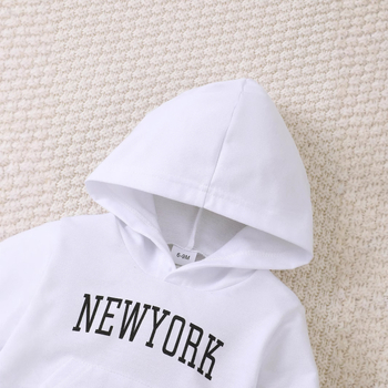 Ευρωπαϊκή και αμερικανική διασυνοριακή φθινοπωρινή και χειμερινή φούτερ με κουκούλα, εκτύπωση γραμμάτων σε δύο κομμάτια, τζιν παντελόνι και τυπωμένα γράμματα.