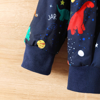 Poiste beebi pikkade varrukatega kapuutsiga dinosaurusemustriga ülikond sügis- ja talvel laste mantel, piiriülene lasteriided