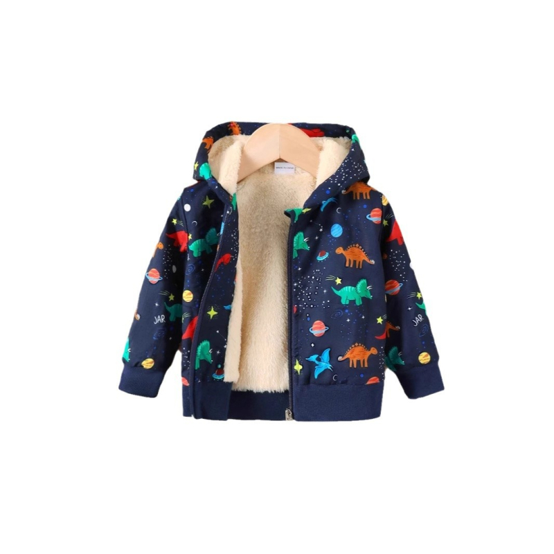 Poiste beebi pikkade varrukatega kapuutsiga dinosaurusemustriga ülikond sügis- ja talvel laste mantel, piiriülene lasteriided