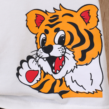 Εκκαθάριση Εξαγωγή Διασυνοριακά Παιδικά Ρούχα με Κινούμενα Σχέδια και Στάμπα Τίγρης, Κοντομάνικο T-shirt + Σορτς, Casual Sports