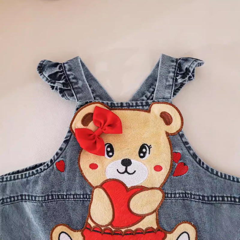 Jesenné nové roztomilé dievčenské džínsové obleky s potlačou pre bábiky Cubs