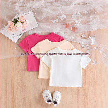 Καλοκαίρι 2025 νέο ευρωπαϊκό και αμερικανικό διασυνοριακό εξωτερικό εμπόριο ηλεκτρονικό εμπόριο ζεστό παιδικό ρούχο με κοντό μανίκι T-shirt για κορίτσια