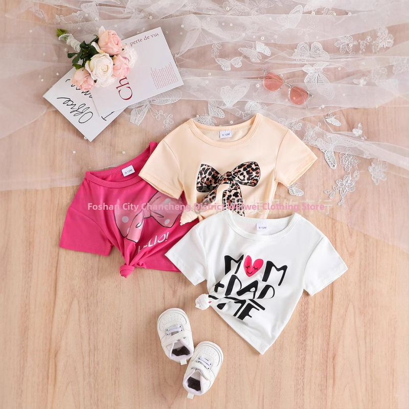 Letné nové európske a americké cezhraničné zahraničné obchodné elektronické obchodovanie 2025, horúce detské oblečenie, dievčenské tričko s krátkym rukávom