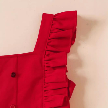 2024. aasta piiriülesed uued Prantsuse 3-10-aastased tüdrukud kannavad punast volangidega kõrgekvaliteedilist kombinesooni tehase väljamüügist