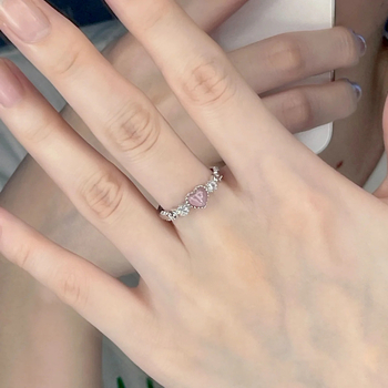 Ροζ δαχτυλίδι αγάπης με πέτρα μάτι γάτας, γυναικείο σχέδιο, μικρό, γλυκό, χαριτωμένο, ρυθμιζόμενο δαχτυλίδι ανοίγματος Joker, χονδρική