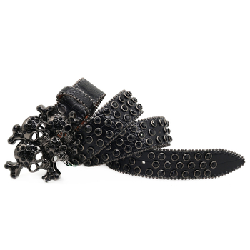 Europietiško ir amerikietiško dizainerio stiliaus kaukolės inkrustuotas kalnų krištolinis diržas, y2k prabangus pankroko mados stiliaus kalnų krištolinis diržas